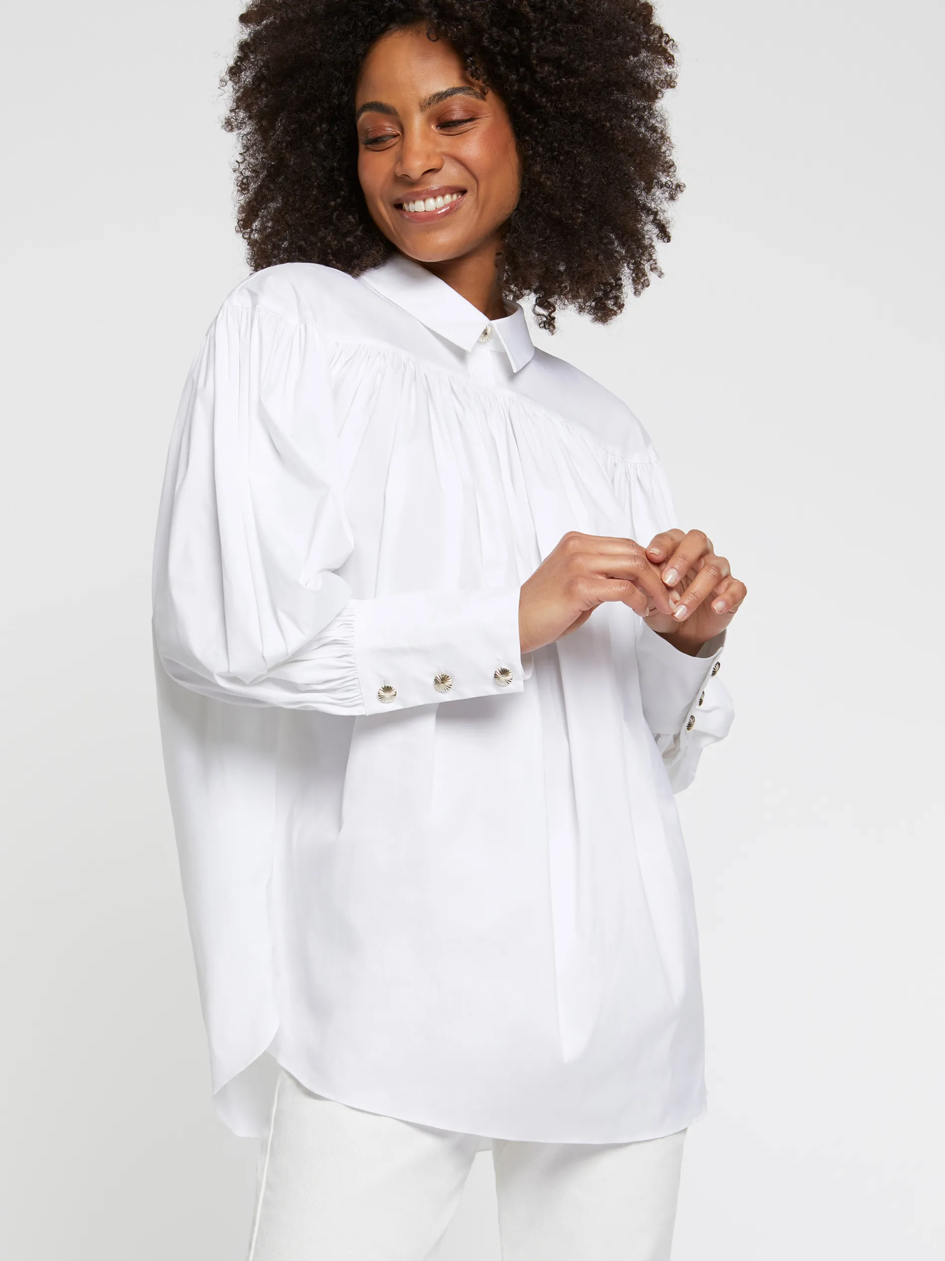 Paule Ka Blouse Plissee En Popeline De Coton<Femme Tops