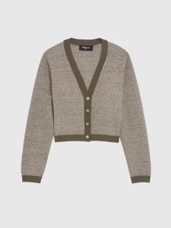 Paule Ka Cardigan A Bouton Bijou En Tweed<Femme Pulls Et Cardigans