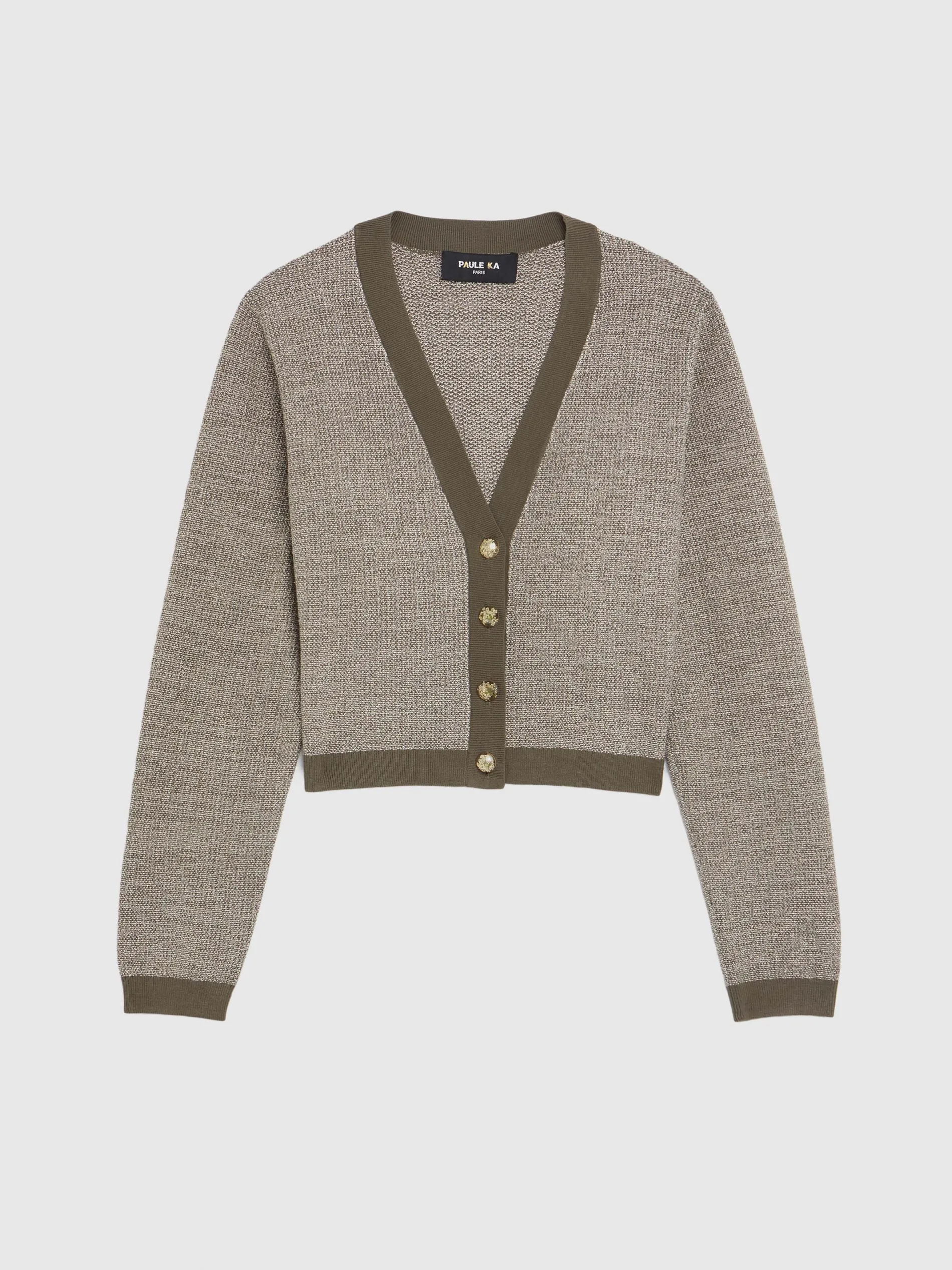 Paule Ka Cardigan A Bouton Bijou En Tweed<Femme Pulls Et Cardigans