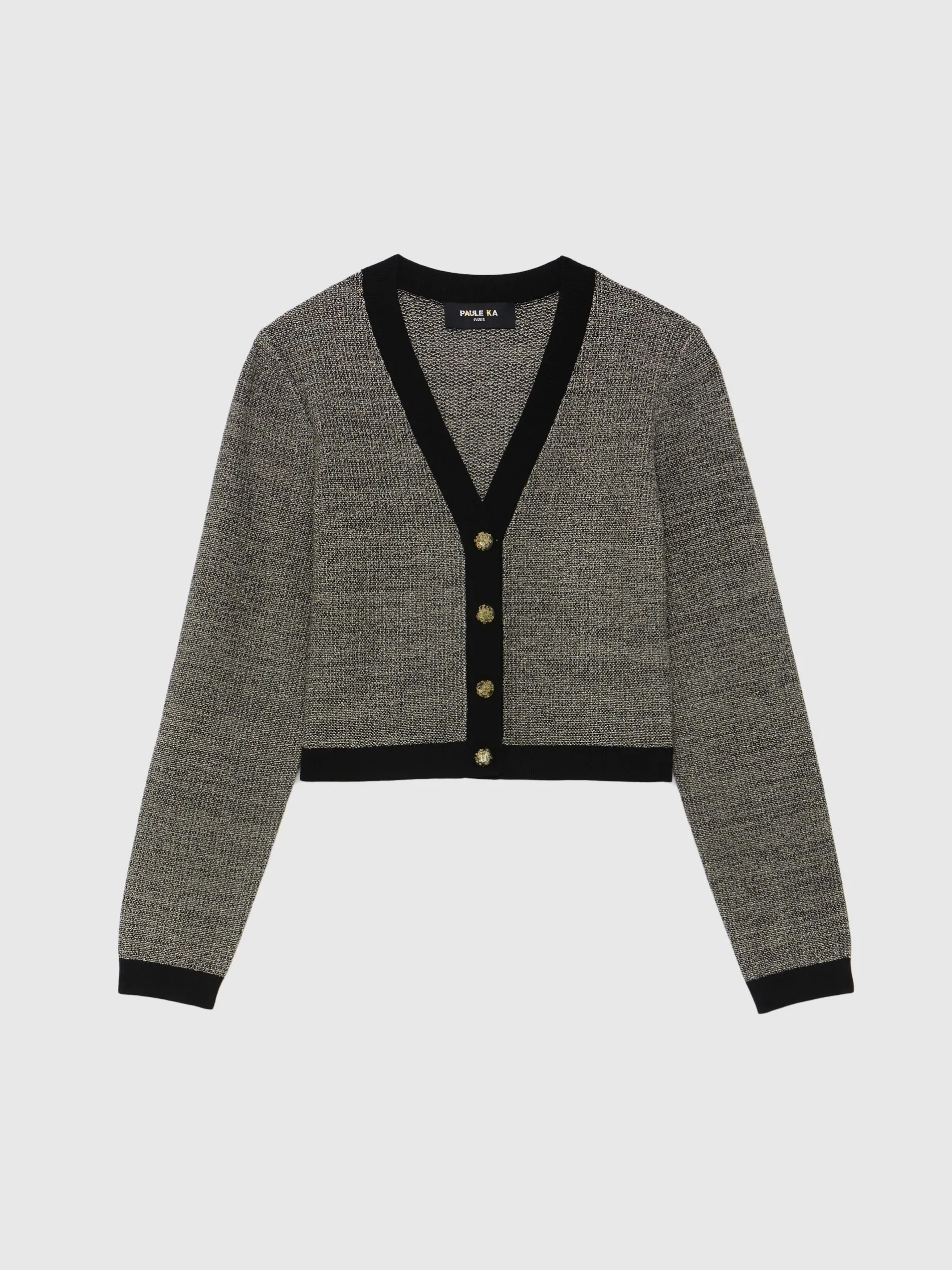 Paule Ka Cardigan A Bouton Bijou En Tweed<Femme Pulls Et Cardigans