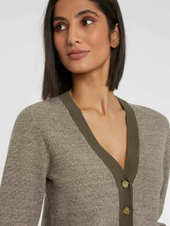 Paule Ka Cardigan A Bouton Bijou En Tweed<Femme Pulls Et Cardigans
