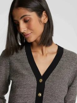 Paule Ka Cardigan A Bouton Bijou En Tweed<Femme Pulls Et Cardigans