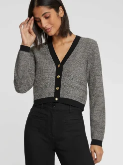 Paule Ka Cardigan A Bouton Bijou En Tweed<Femme Pulls Et Cardigans