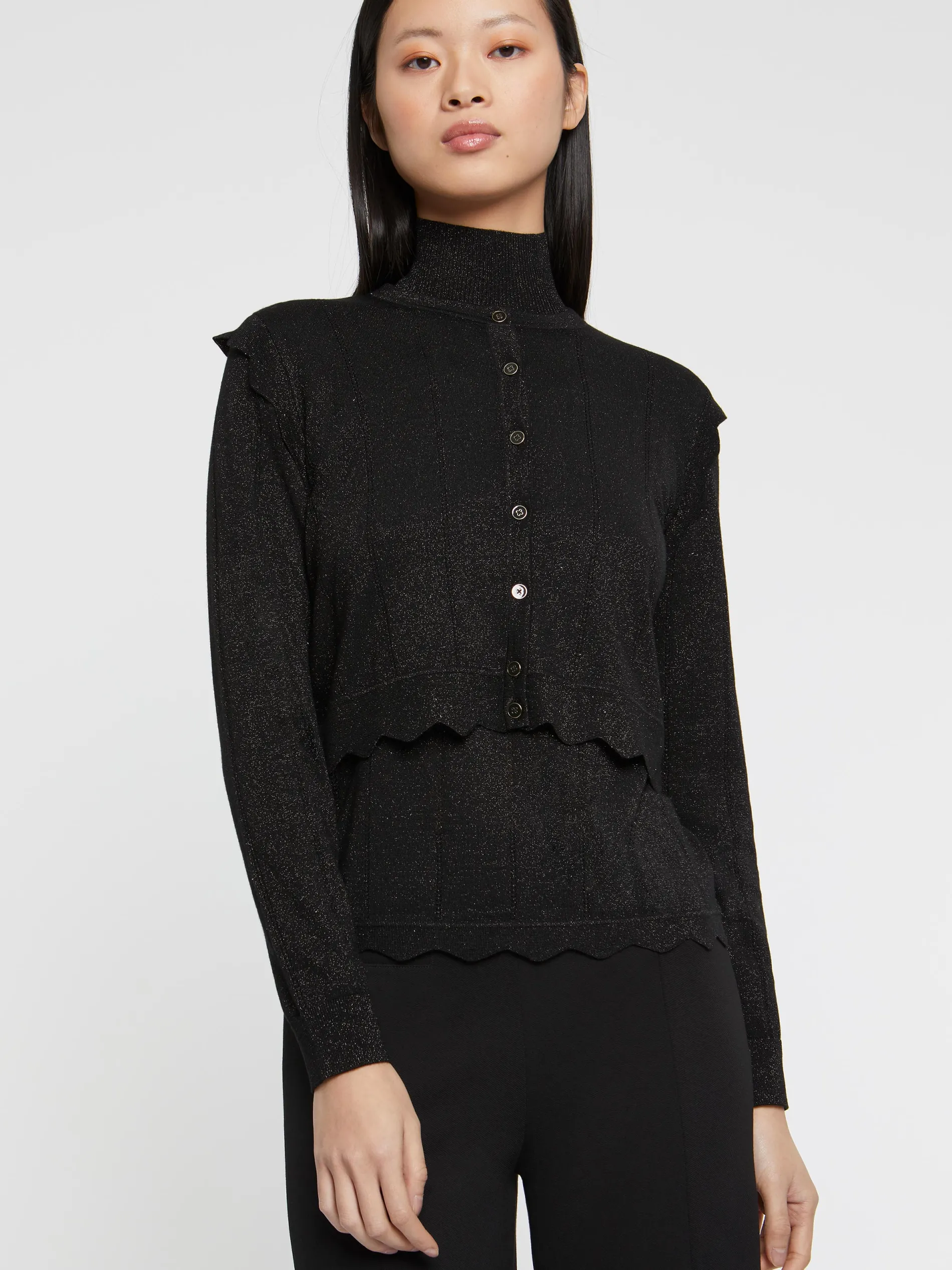 Paule Ka Cardigan Court A Festons En Laine Et Lurex<Femme Pulls Et Cardigans