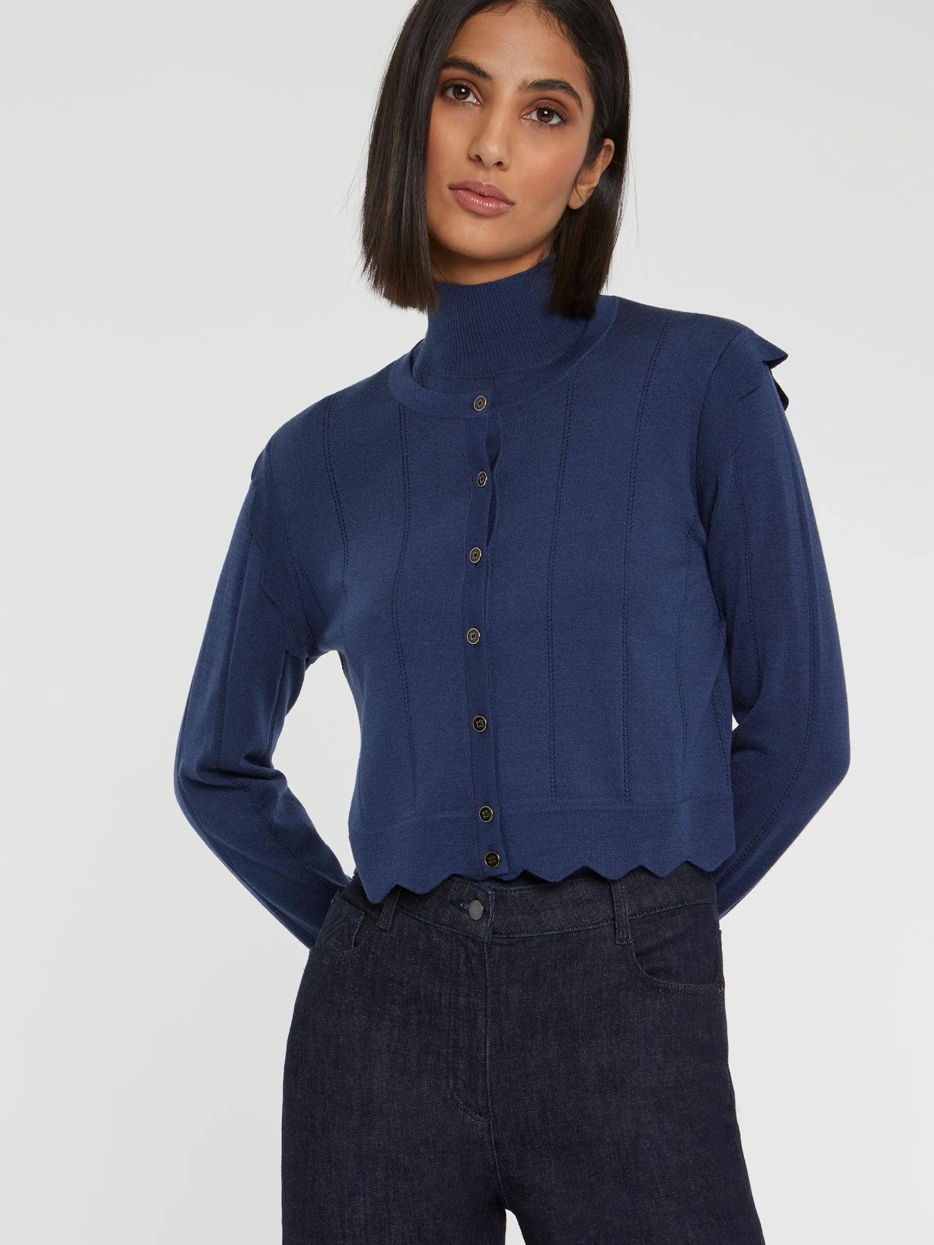 Paule Ka Cardigan Court A Festons En Laine Et Lurex<Femme Pulls Et Cardigans
