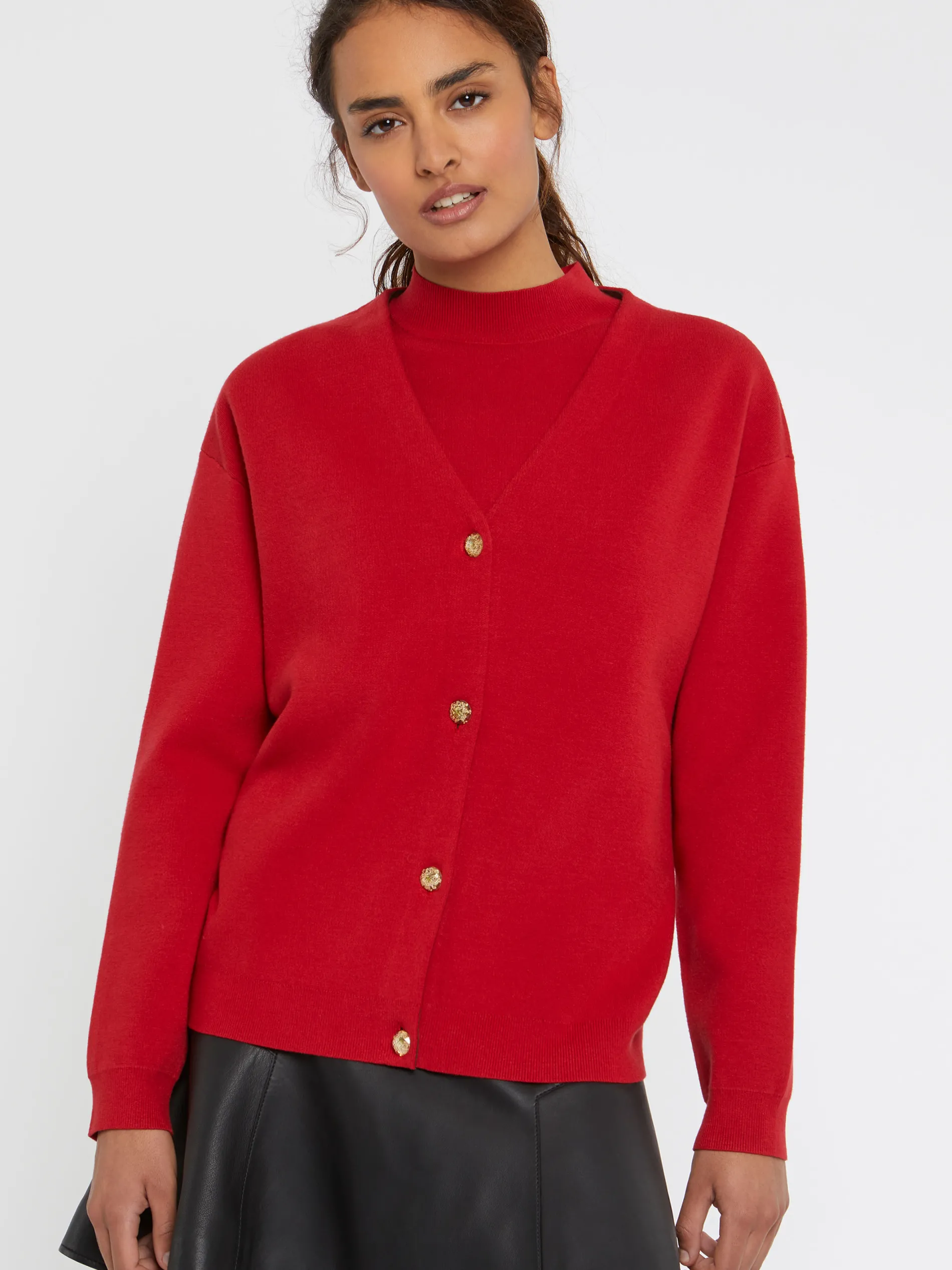 Paule Ka Cardigan Double Face A Boutons Bijou<Femme Pulls Et Cardigans