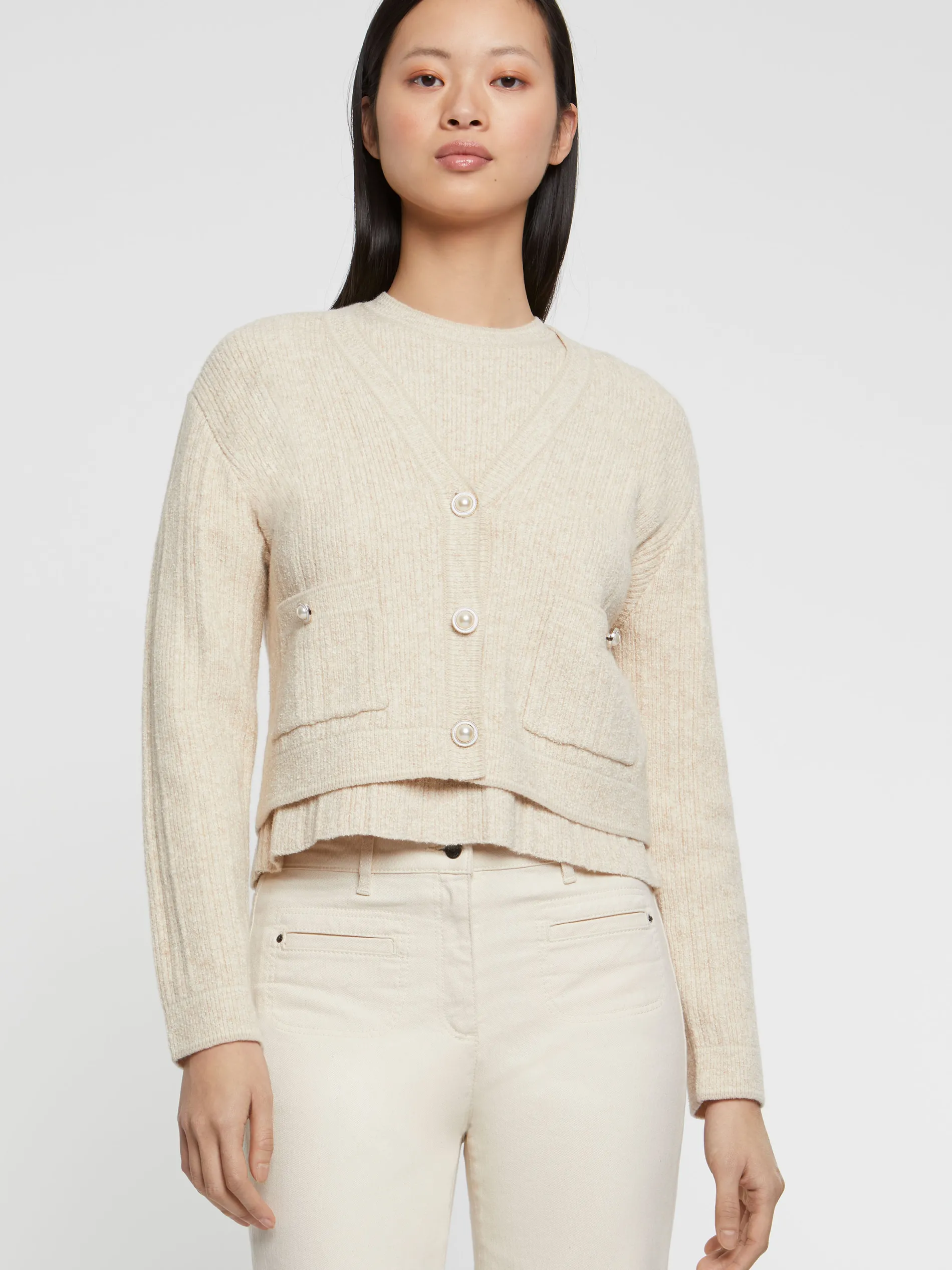 Paule Ka Cardigan En Maille Moulinee, Boutons Perle<Femme Pulls Et Cardigans