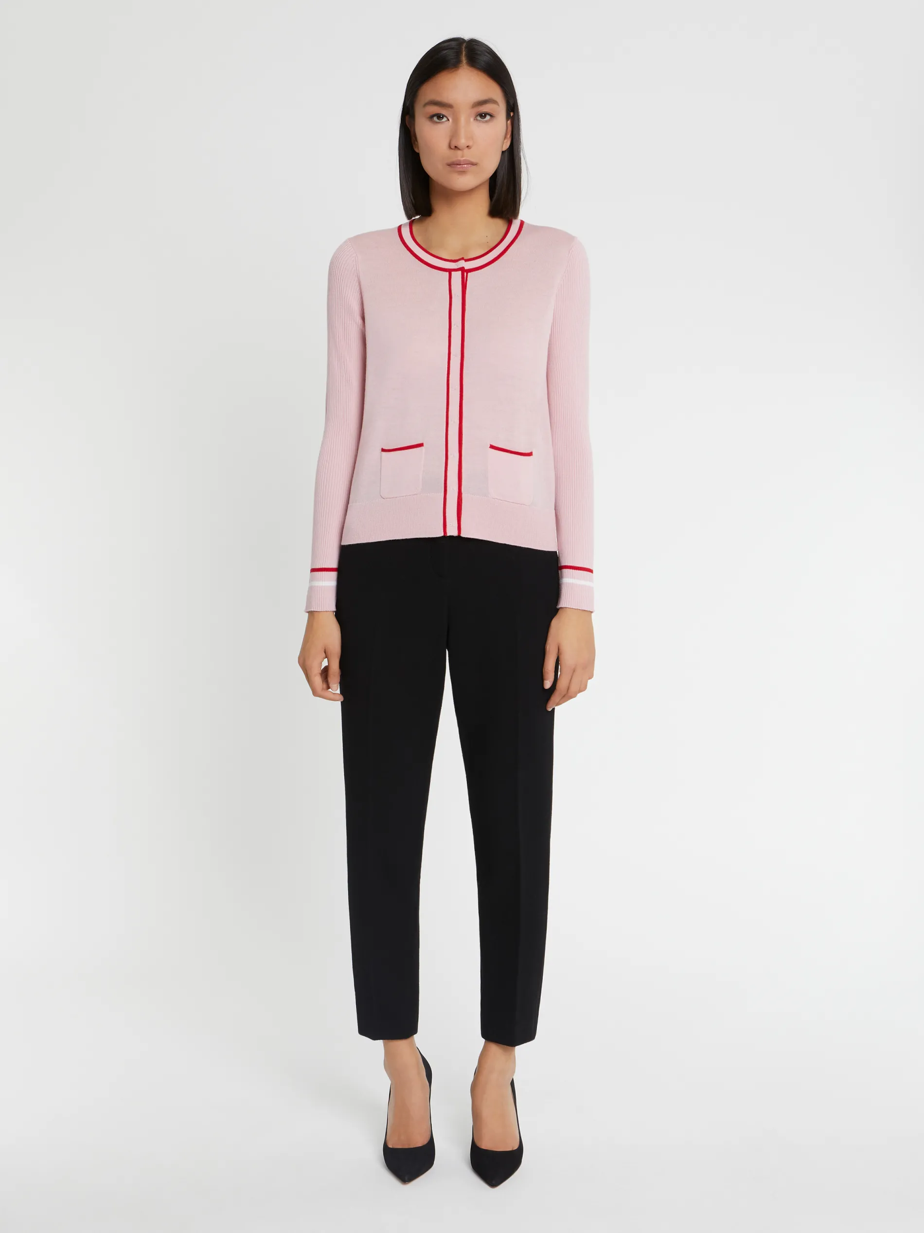 Paule Ka Cardigan Passepoile En Laine Merinos<Femme Pulls Et Cardigans