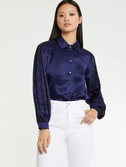 Paule Ka Chemise A Manches Plissees En Satin Fluide<Femme Tops