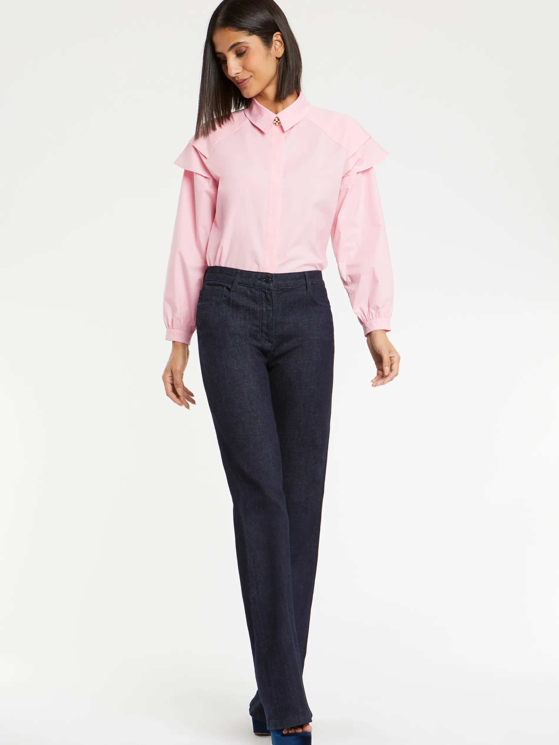 Paule Ka Chemisier A Manches Epaulees En Popeline De Coton<Femme Tops