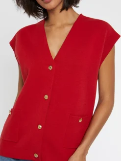 Paule Ka Gilet Sans Manches Double Face A Boutons Bijou<Femme Pulls Et Cardigans