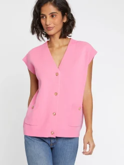 Paule Ka Gilet Sans Manches Double Face A Boutons Bijou<Femme Pulls Et Cardigans