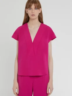 Paule Ka Haut Col V En Crepe Envers Satin<Femme Tops