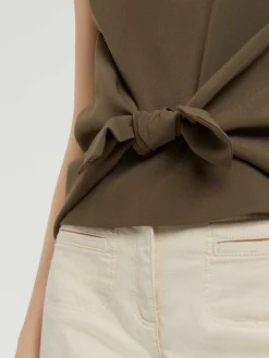 Paule Ka Haut Noue En Tissu Crepe<Femme Tops