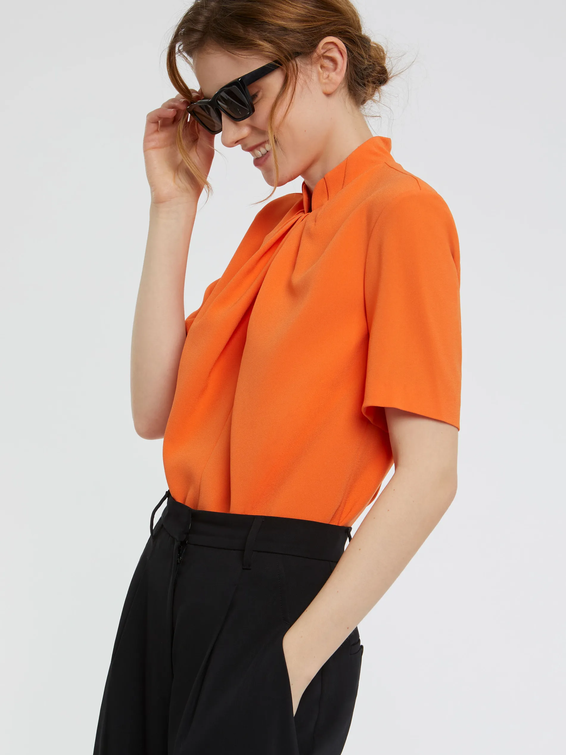 Paule Ka Haut Plisse En Tissu Crepe<Femme Tops
