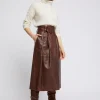 Paule Ka Jupe Longue Ceinturee En Cuir D'Agneau<Femme Jupes