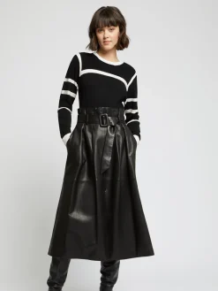 Paule Ka Jupe Longue Ceinturee En Cuir D'Agneau<Femme Jupes