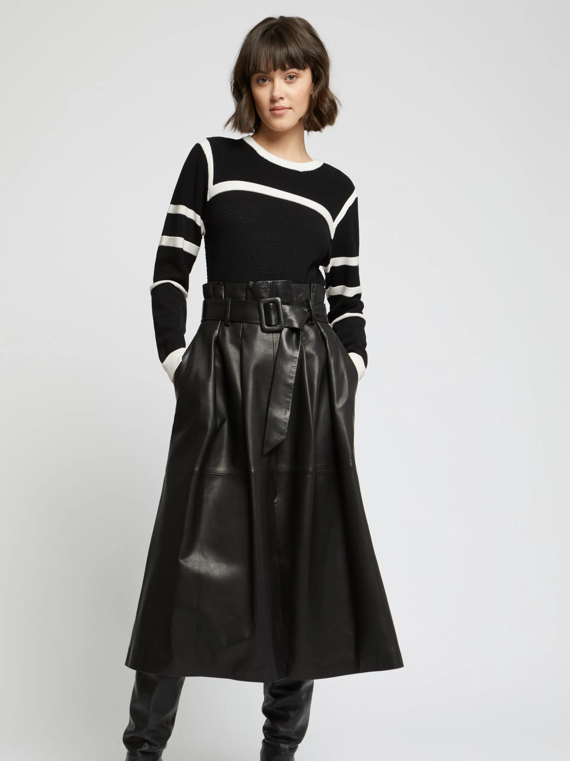Paule Ka Jupe Longue Ceinturee En Cuir D'Agneau<Femme Jupes