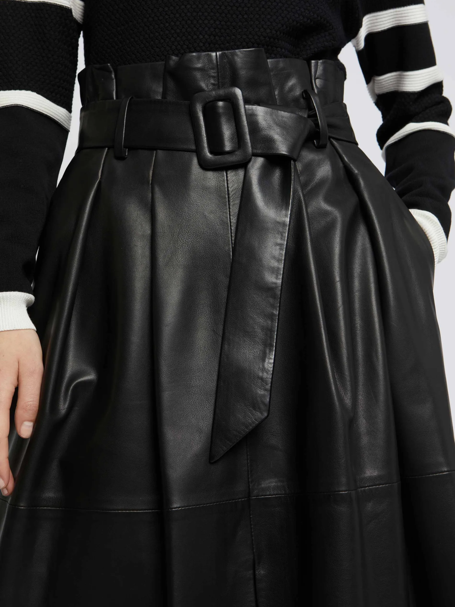 Paule Ka Jupe Longue Ceinturee En Cuir D'Agneau<Femme Jupes