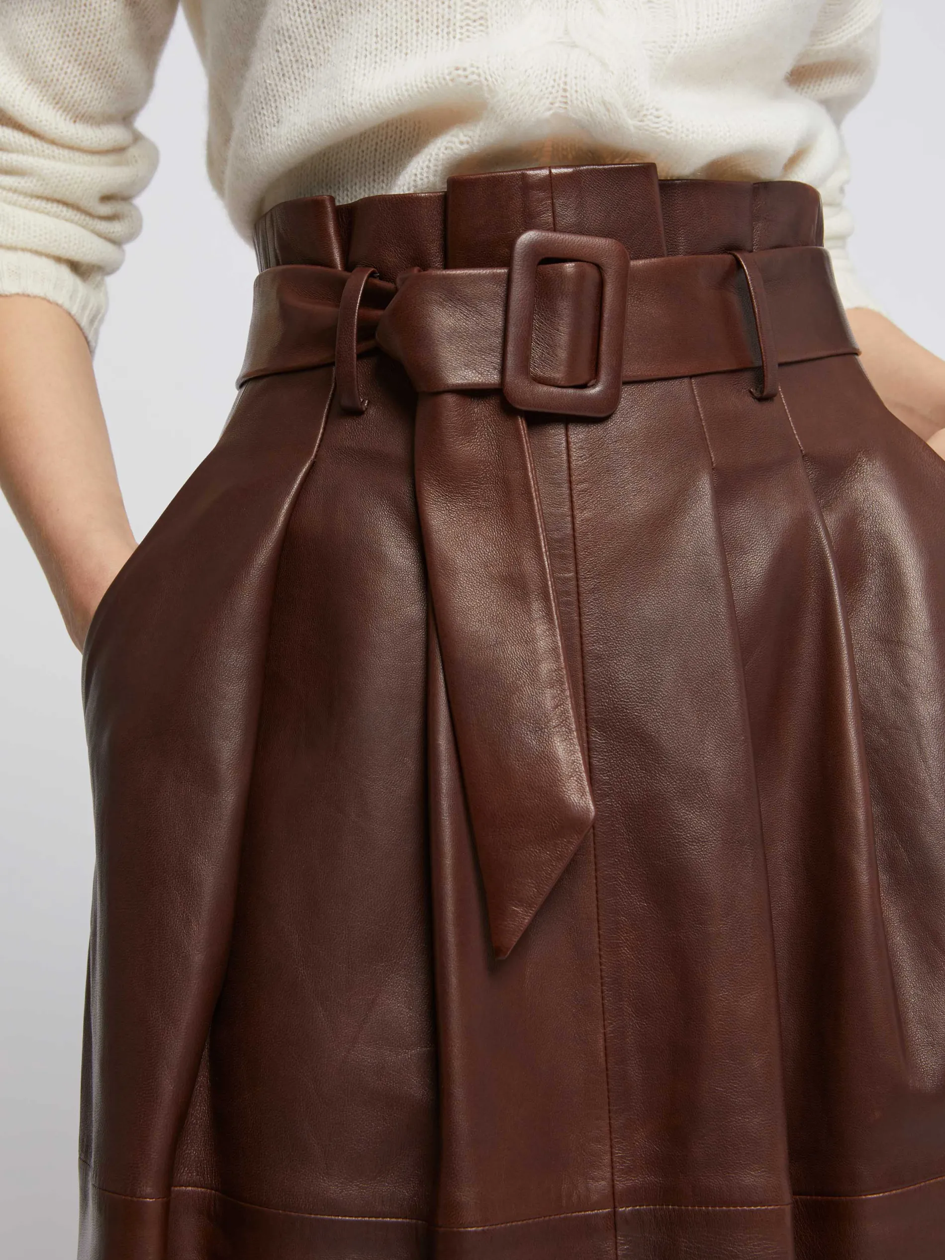 Paule Ka Jupe Longue Ceinturee En Cuir D'Agneau<Femme Jupes