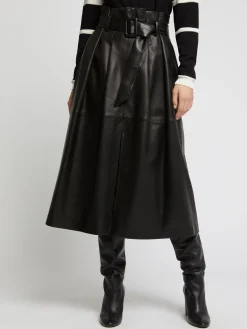 Paule Ka Jupe Longue Ceinturee En Cuir D'Agneau<Femme Jupes