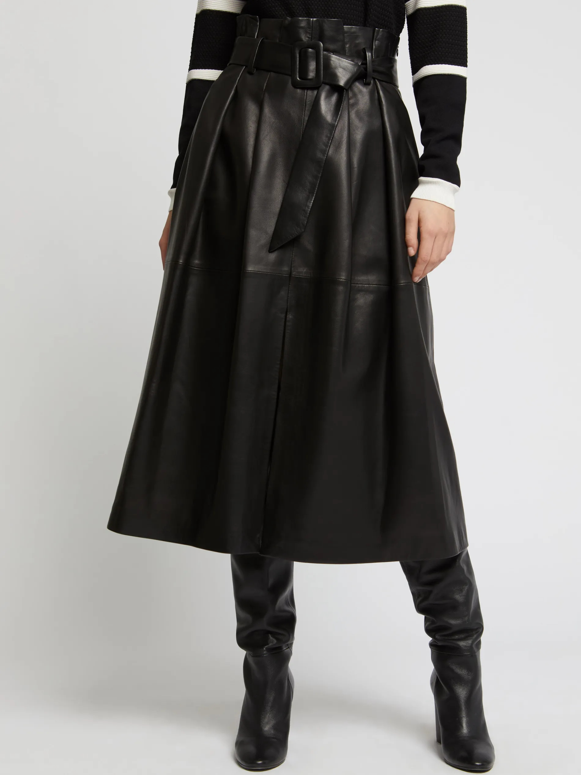 Paule Ka Jupe Longue Ceinturee En Cuir D'Agneau<Femme Jupes