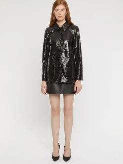 Paule Ka Manteau Court En Vinyle Craquele<Femme Manteaux