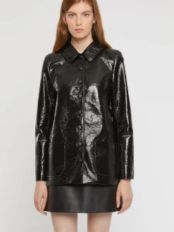 Paule Ka Manteau Court En Vinyle Craquele<Femme Manteaux