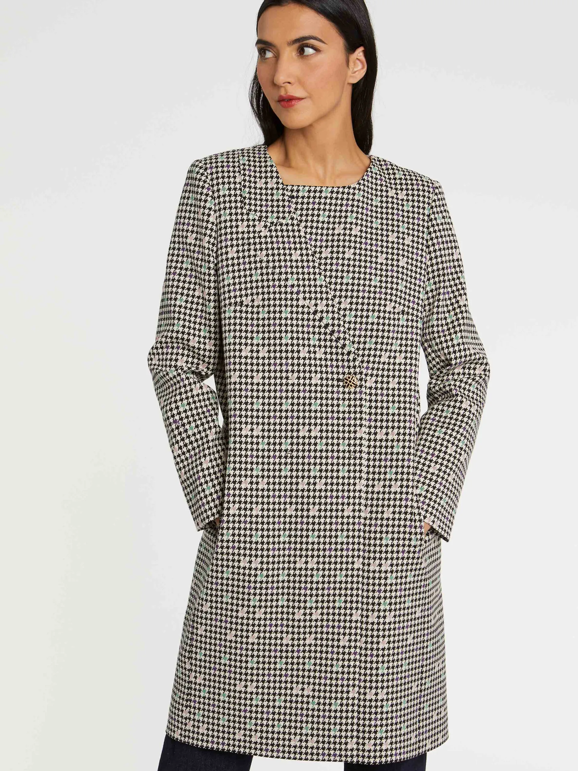 Paule Ka Manteau Croise En Jacquard Pied-De-Coq<Femme Manteaux