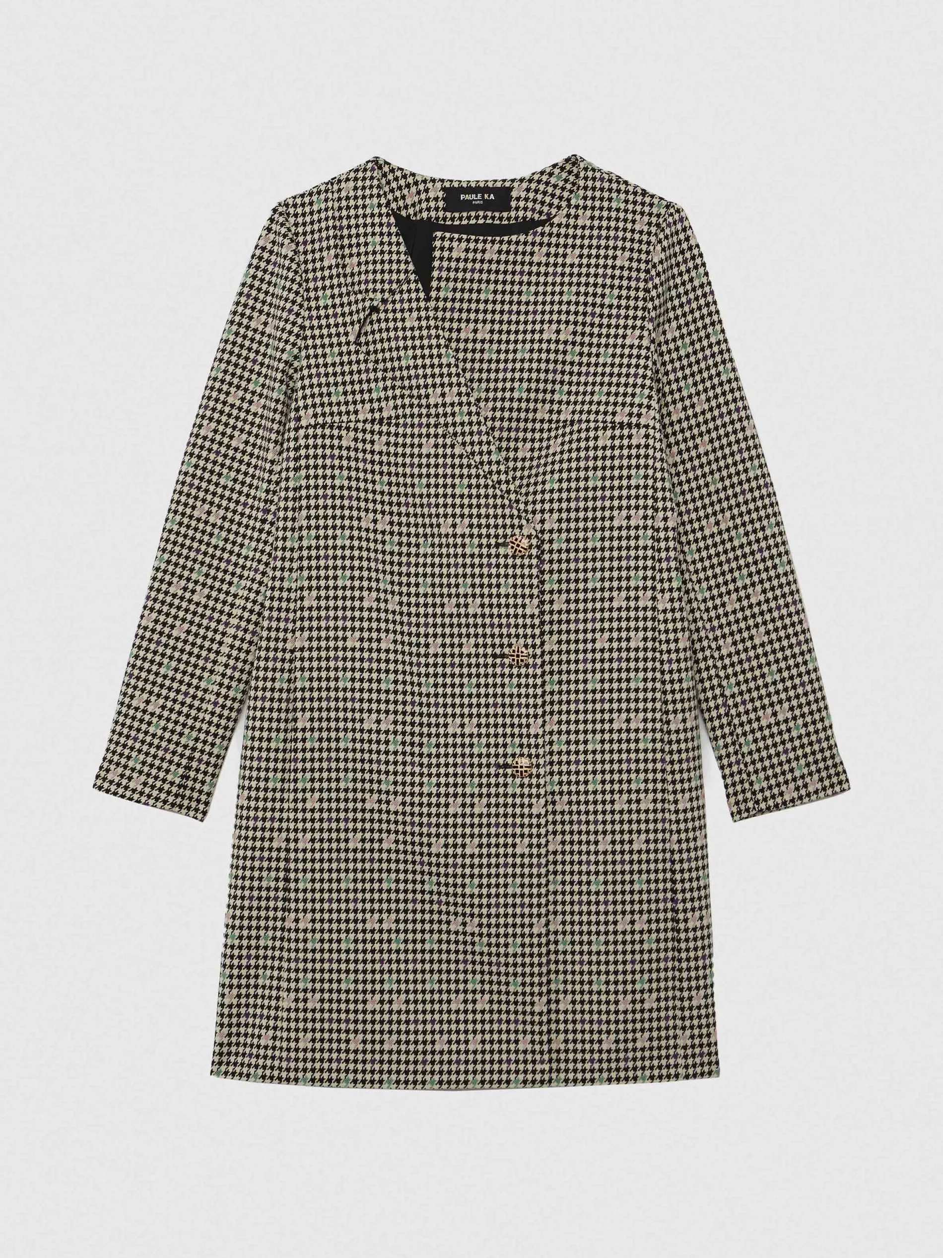 Paule Ka Manteau Croise En Jacquard Pied-De-Coq<Femme Manteaux