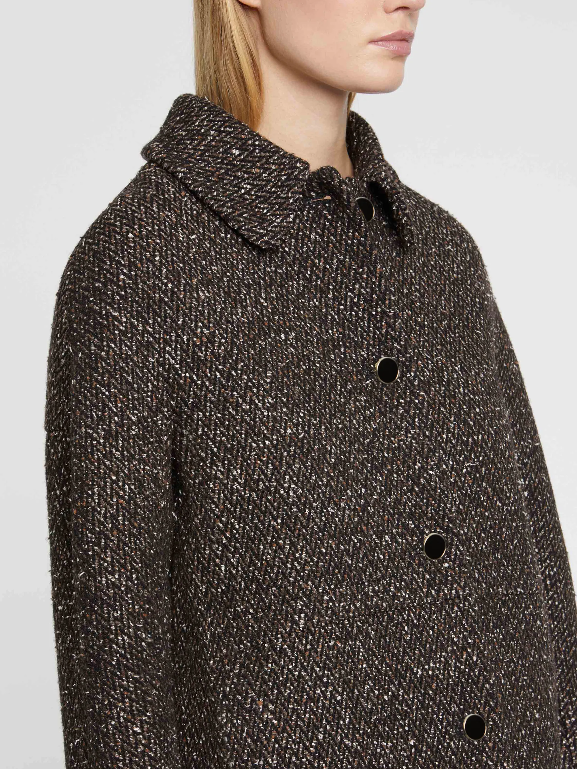 Paule Ka Manteau Droit En Laine Mouchetee<Femme Manteaux