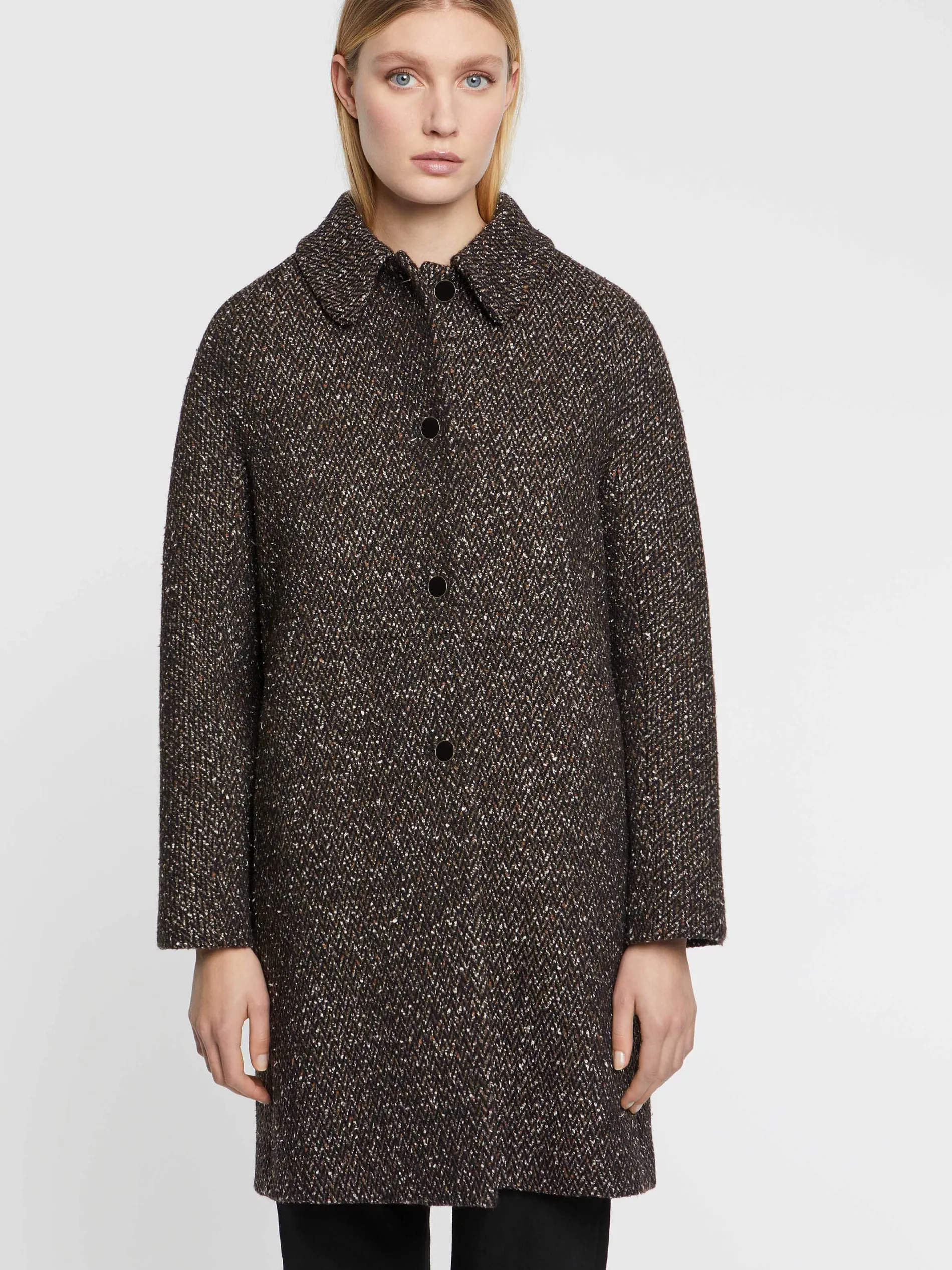 Paule Ka Manteau Droit En Laine Mouchetee<Femme Manteaux