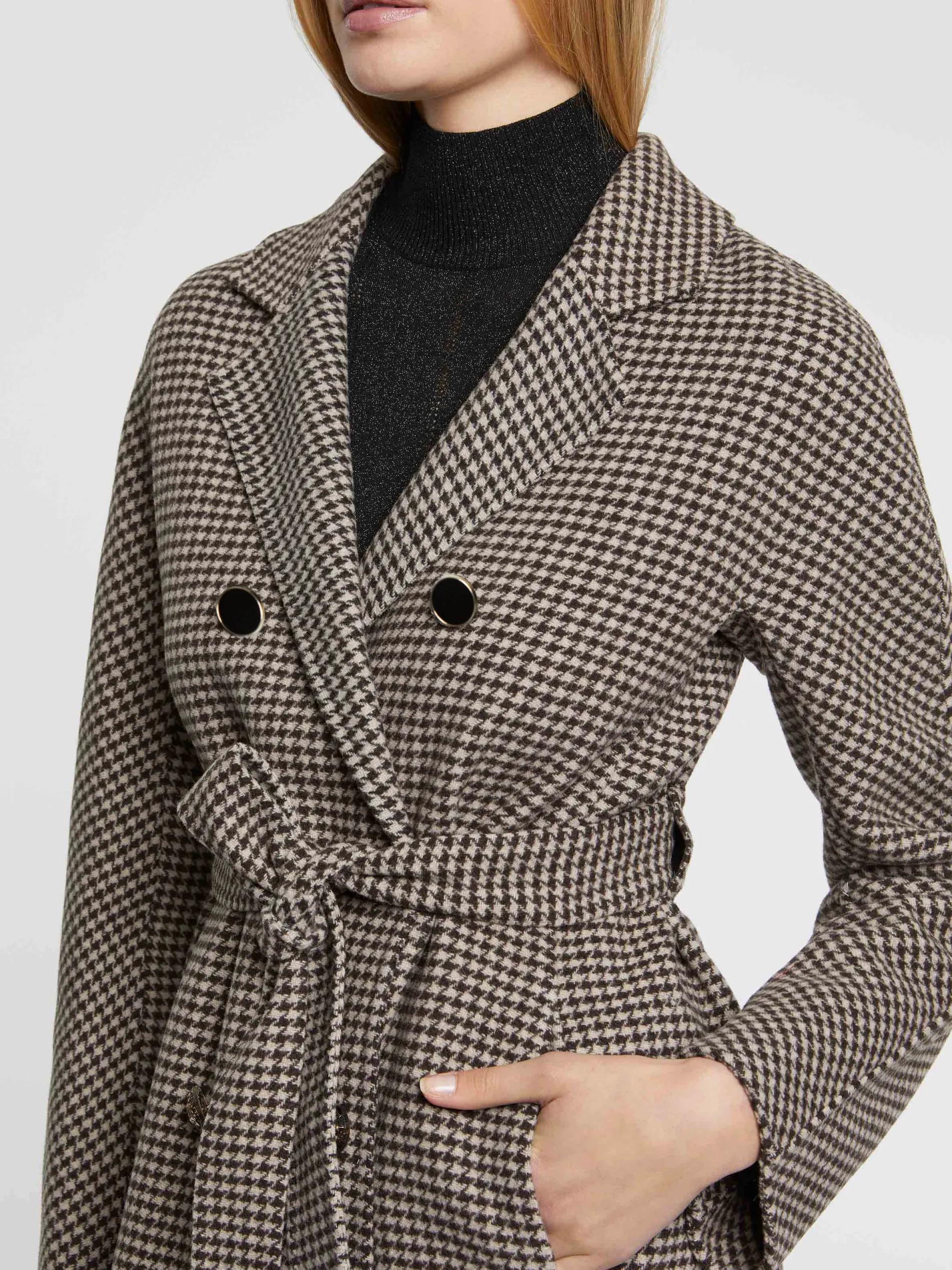 Paule Ka Manteau Long A Motifs Pied-De-Poule En Laine<Femme Manteaux