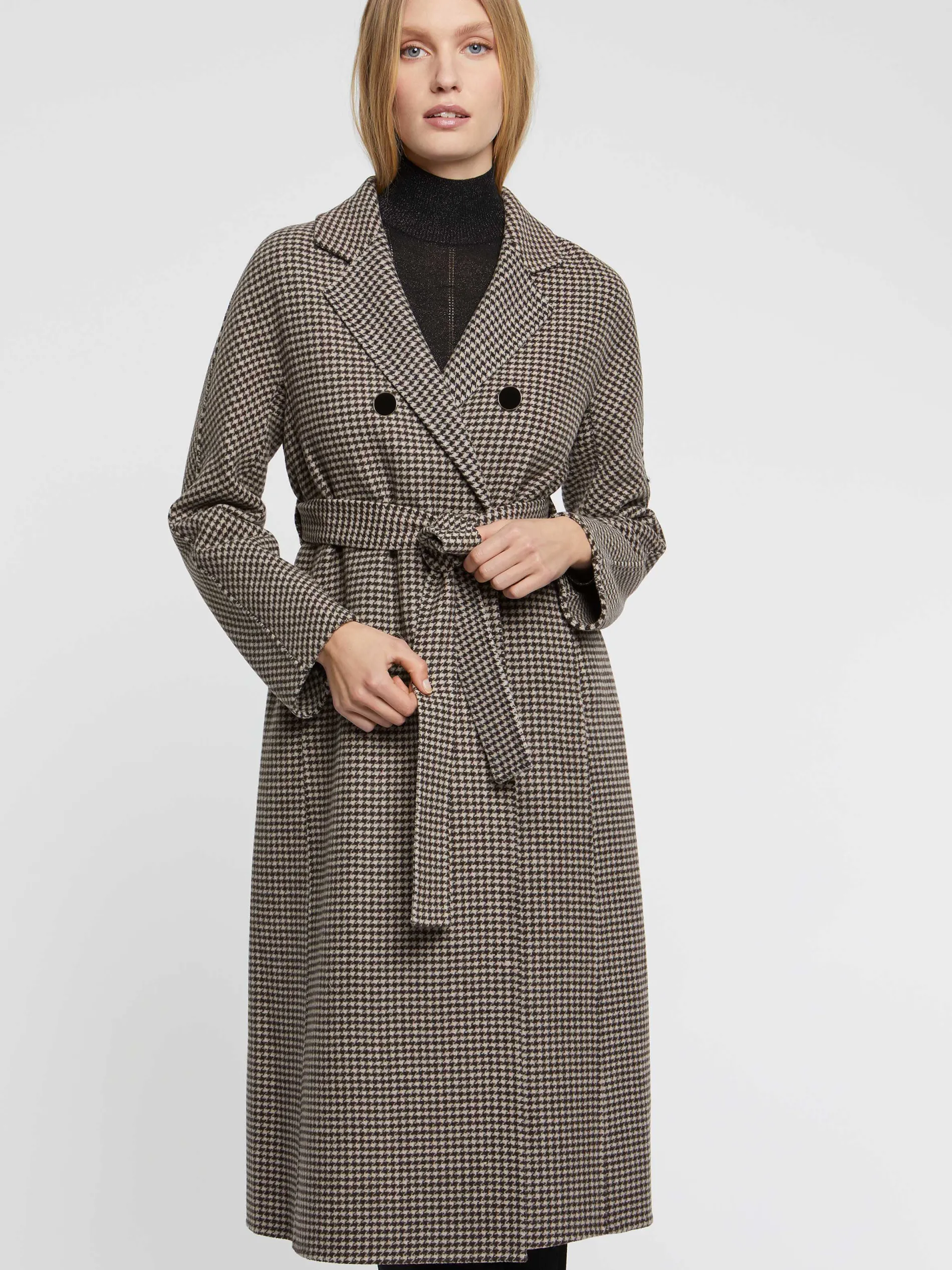 Paule Ka Manteau Long A Motifs Pied-De-Poule En Laine<Femme Manteaux