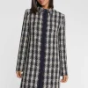 Paule Ka Manteau Mi-Long En Tweed Pied-De-Coq<Femme Manteaux