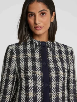 Paule Ka Manteau Mi-Long En Tweed Pied-De-Coq<Femme Manteaux