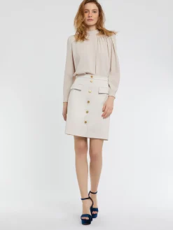 Paule Ka Mini-Jupe Boutonnee En Satin De Coton Stretch<Femme Jupes