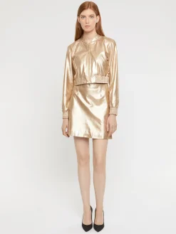 Paule Ka Mini-Jupe En Cuir Metallise<Femme Jupes