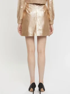 Paule Ka Mini-Jupe En Cuir Metallise<Femme Jupes