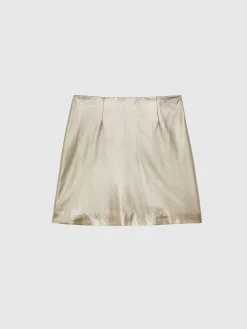 Paule Ka Mini-Jupe En Cuir Metallise<Femme Jupes