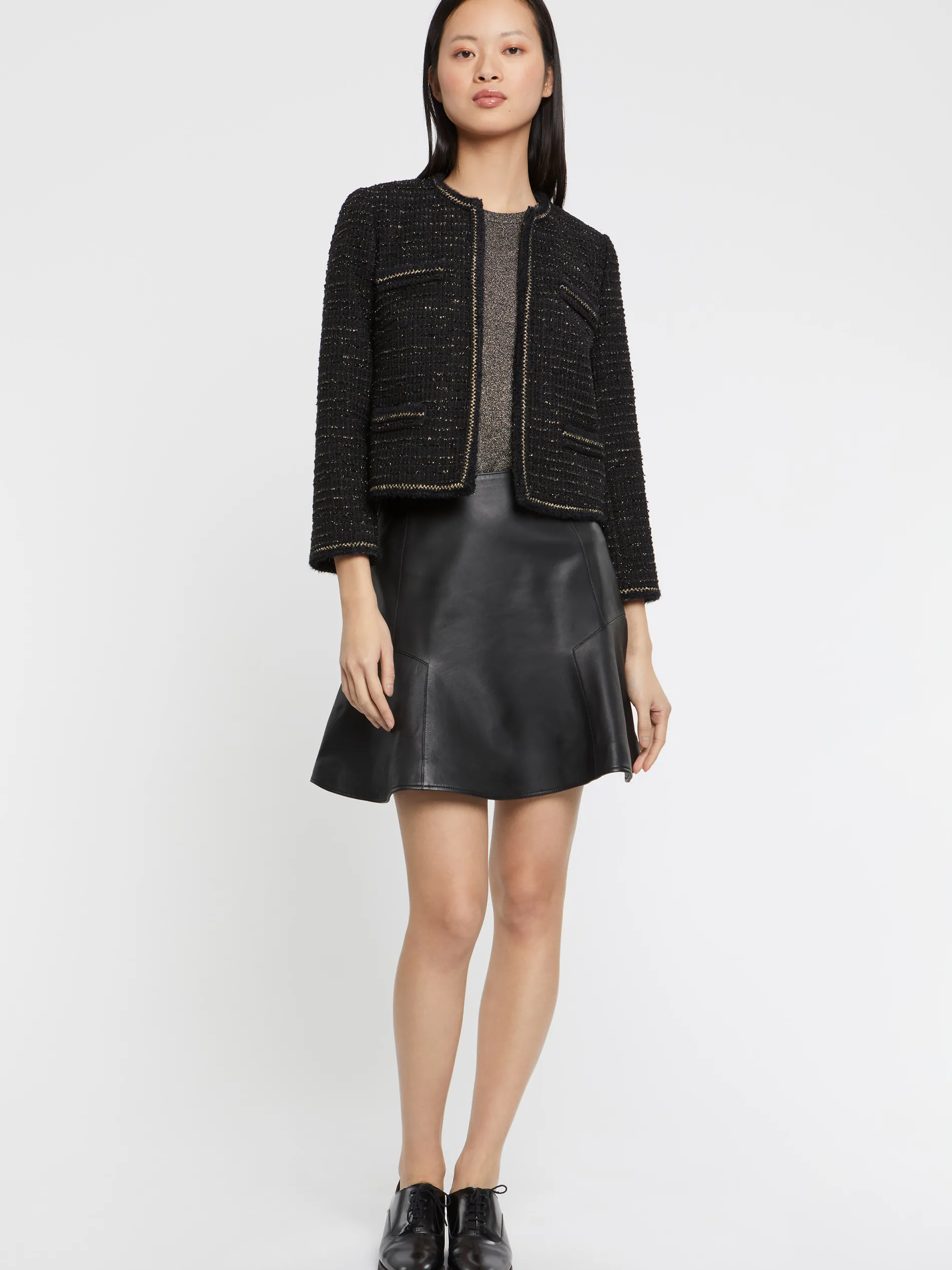 Paule Ka Mini-Jupe Patineuse En Cuir<Femme Jupes