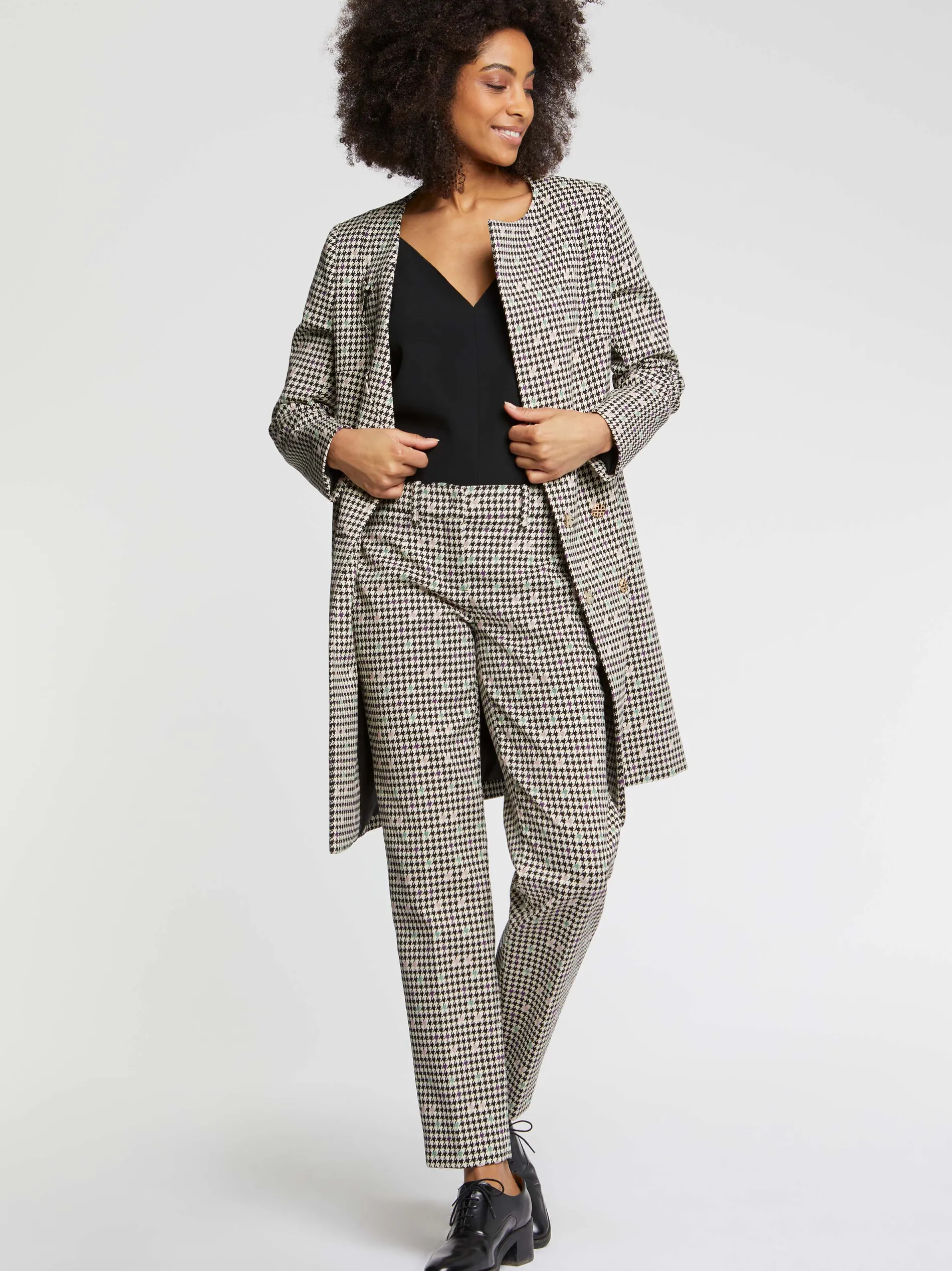 Paule Ka Pantalon Droit A Motif Pied-De-Coq<Femme Pantalons Et Combinaisons