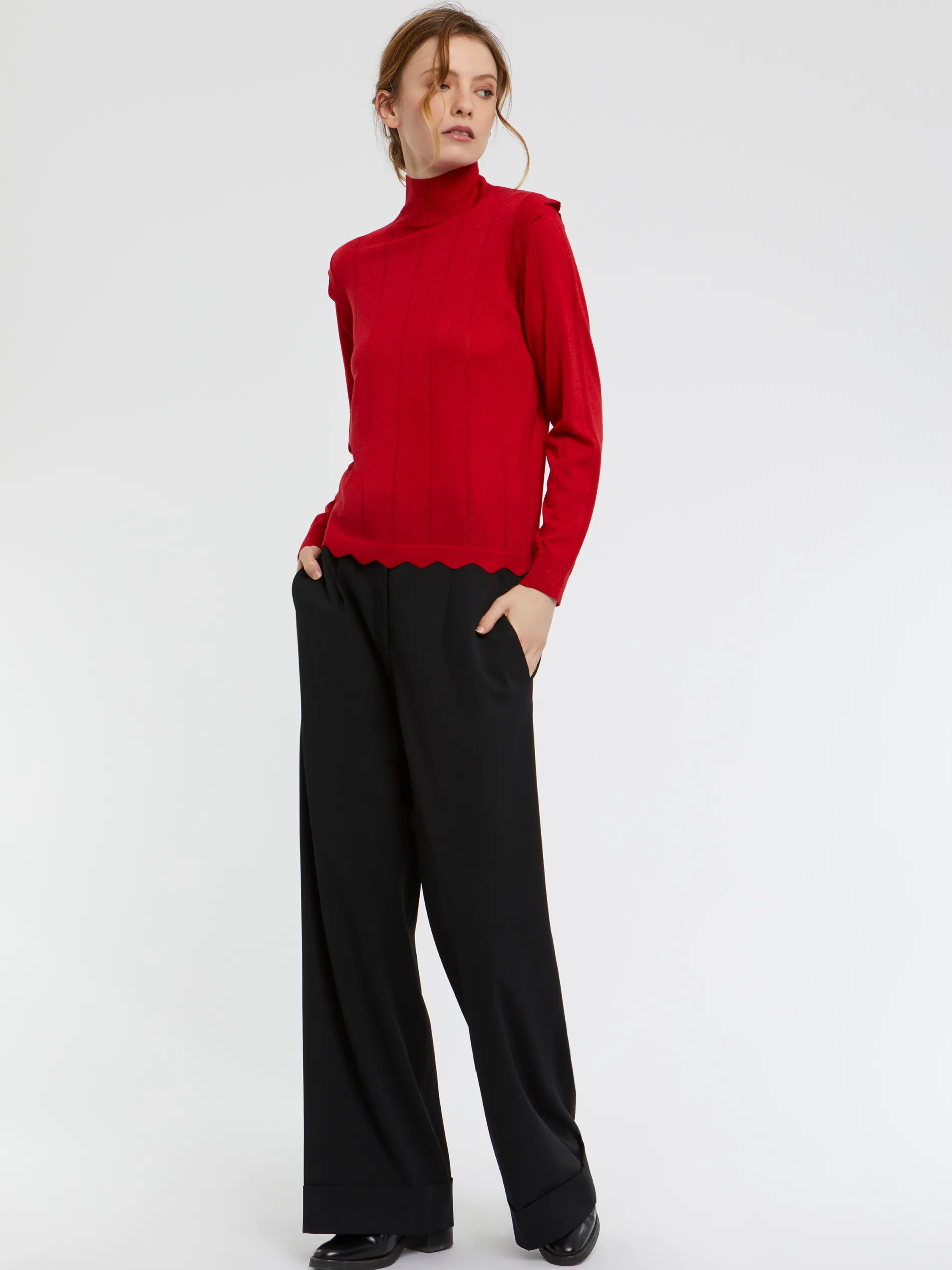 Paule Ka Pull Col Roule A Festons En Laine Et Lurex<Femme Pulls Et Cardigans