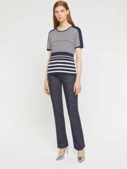 Paule Ka Pull Manches Courtes En Coton Raye<Femme Pulls Et Cardigans