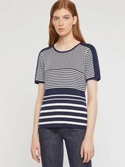 Paule Ka Pull Manches Courtes En Coton Raye<Femme Pulls Et Cardigans