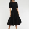 Paule Ka Robe Midi Ceinturee En Crepe Envers Satin<Femme Robes