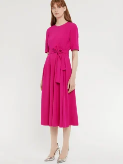 Paule Ka Robe Midi Ceinturee En Crepe Envers Satin<Femme Robes