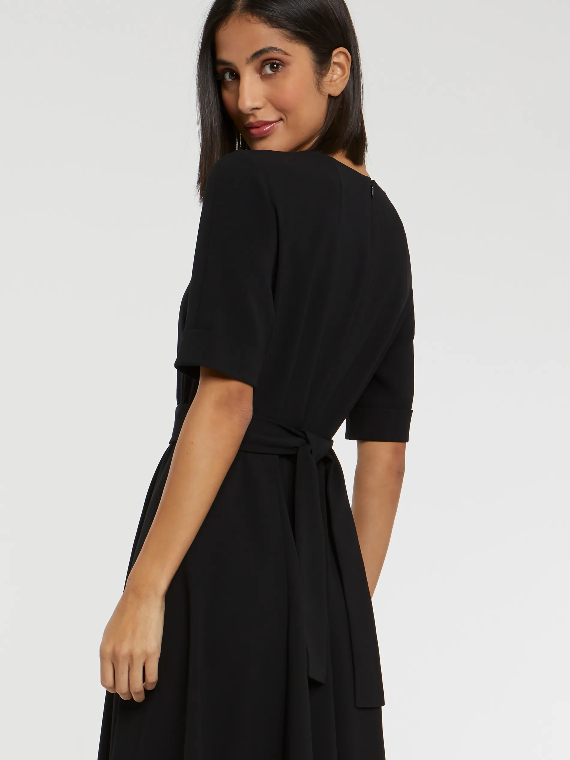 Paule Ka Robe Midi Ceinturee En Crepe Envers Satin<Femme Robes