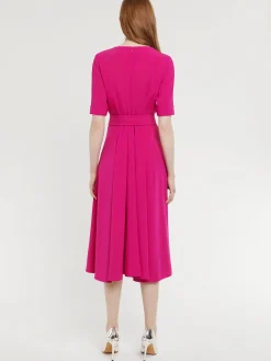 Paule Ka Robe Midi Ceinturee En Crepe Envers Satin<Femme Robes