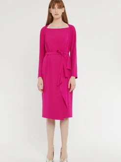 Paule Ka Robe Mi-Longue A Pan Ceinturee En Crepe Envers Satin<Femme Robes